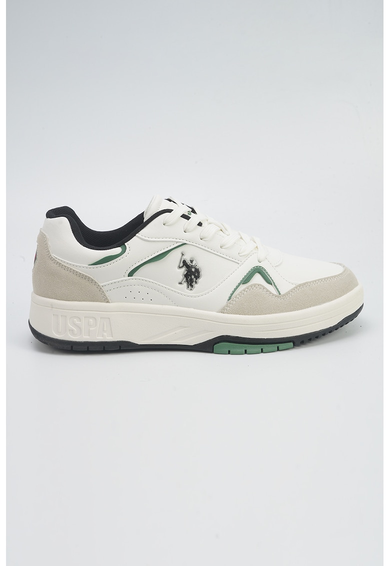 Pantofi sport din piele ecologica cu detaliu logo - Verde/Alb fildes/Gri deschis