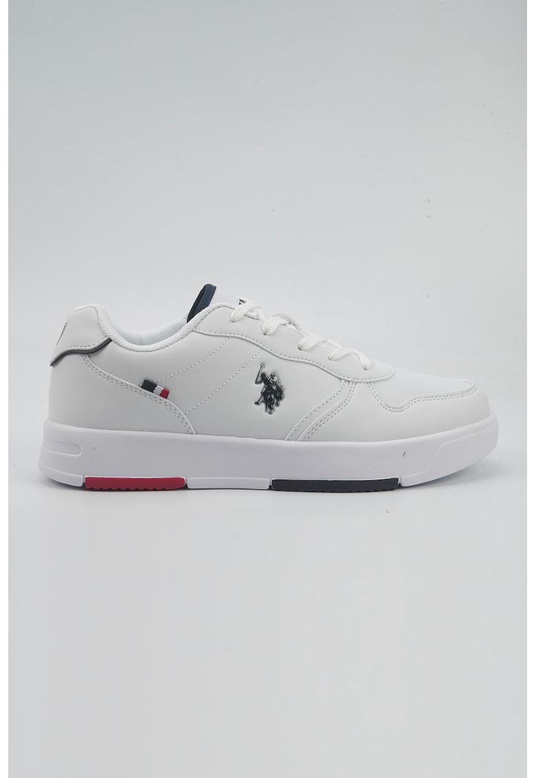 Pantofi sport din piele ecologica cu detaliu logo - Alb/Bleumarin