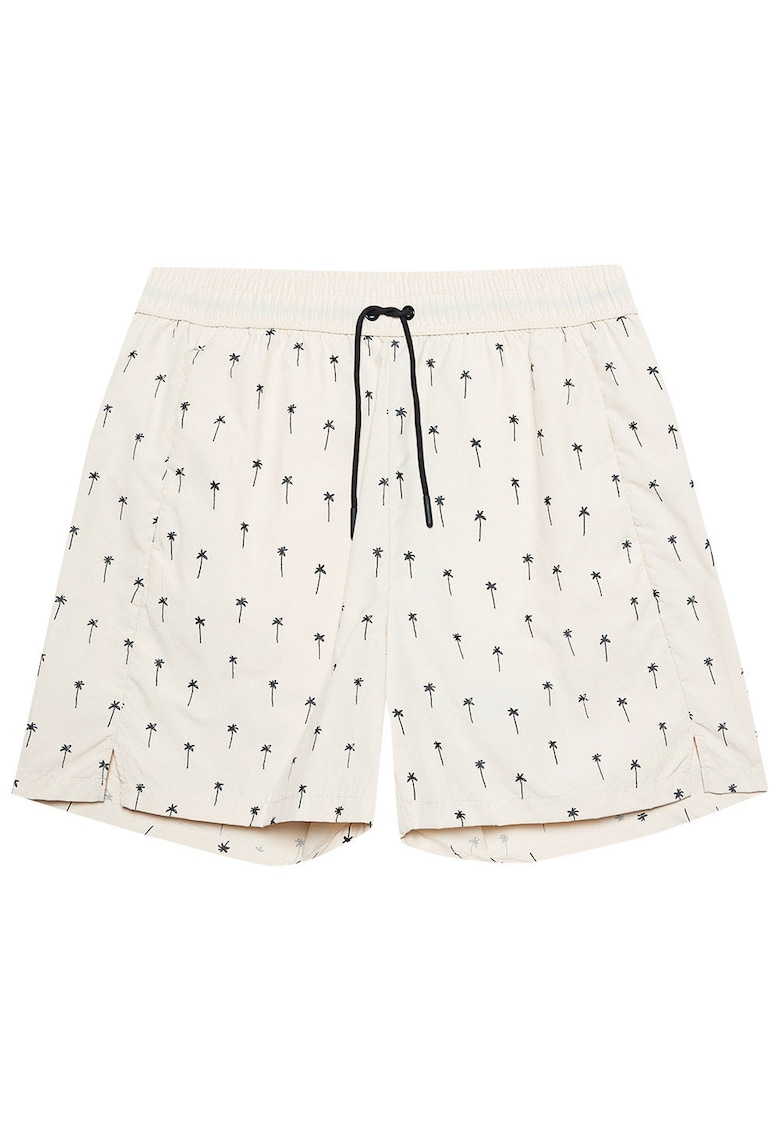 Pantaloni de baie barbati crem - poliamida - cu talie elastica si buzunare -