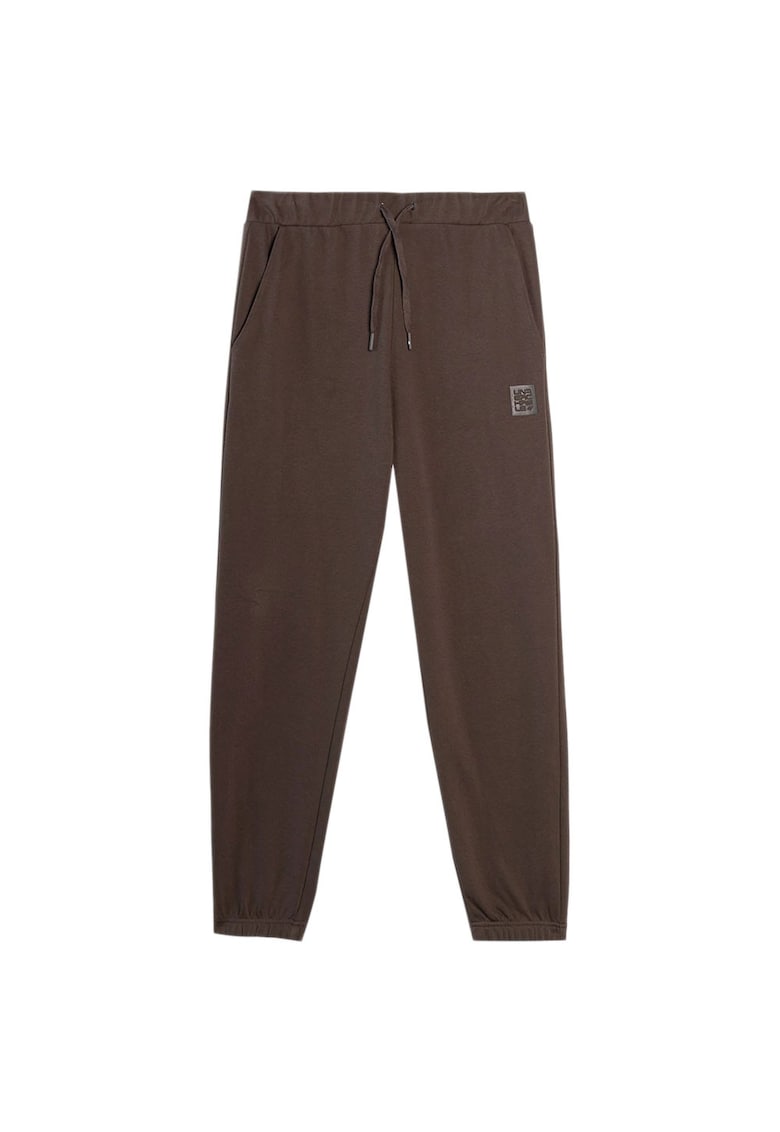 Pantaloni sport barbati reglare in talie - elastic la picioare - bumbac/poliester - maro -