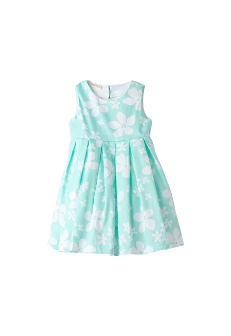 Rochie eleganta din bumbac cu imprimeu floral pentru fete - Alb/Verde