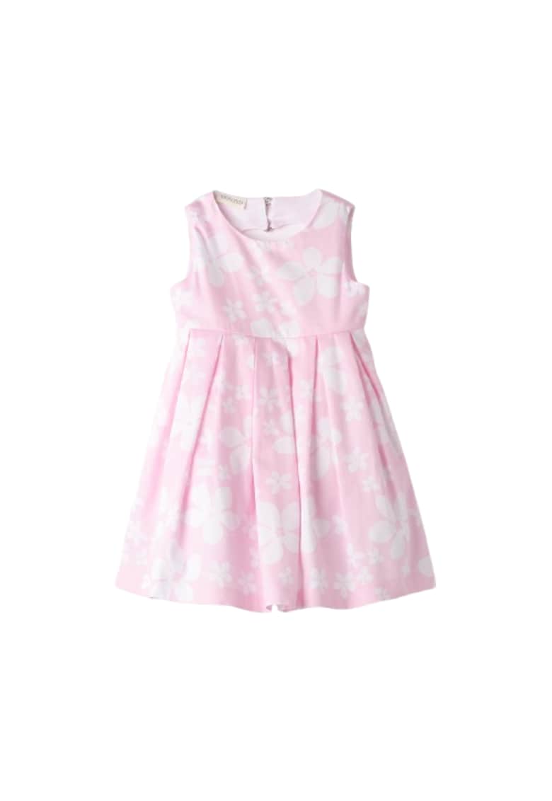 Rochie eleganta din bumbac cu imprimeu floral pentru fete - Alb/Roz
