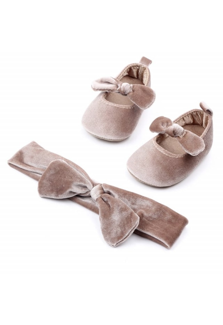 Pantofi Model AL 15862 cu bentita - Catifea - Crem - Crem