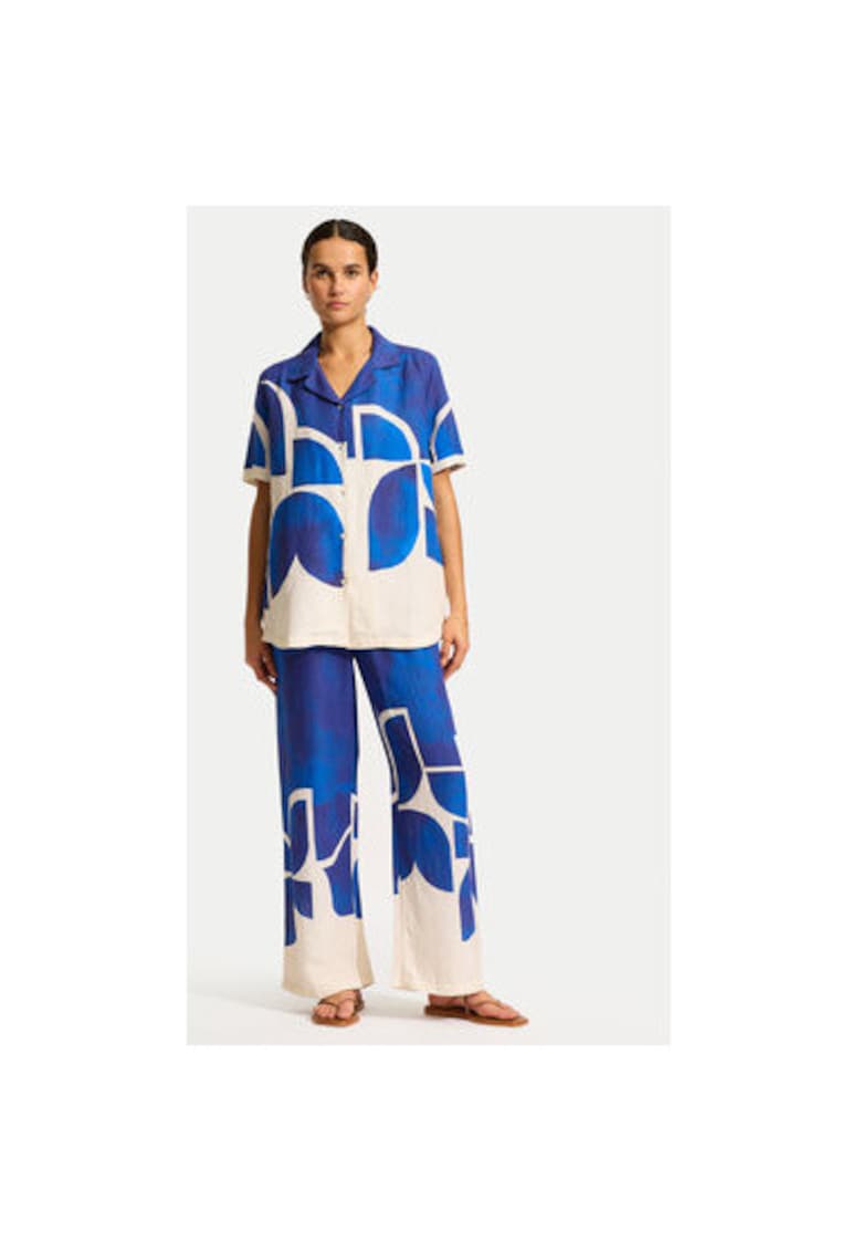 Pantaloni din material textil dama  55456-PA - Sintetic - Albastru