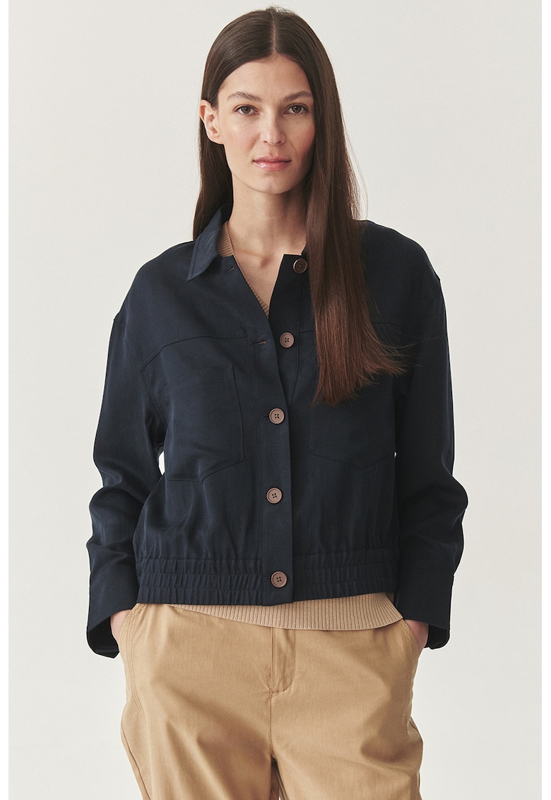 Jacheta din amestec de lyocell si in - Negru