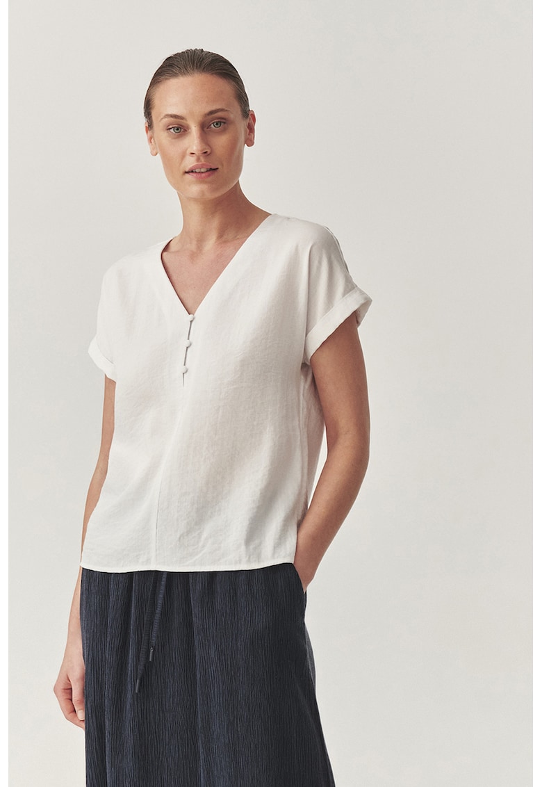 Bluza cu decolteu in V - Alb