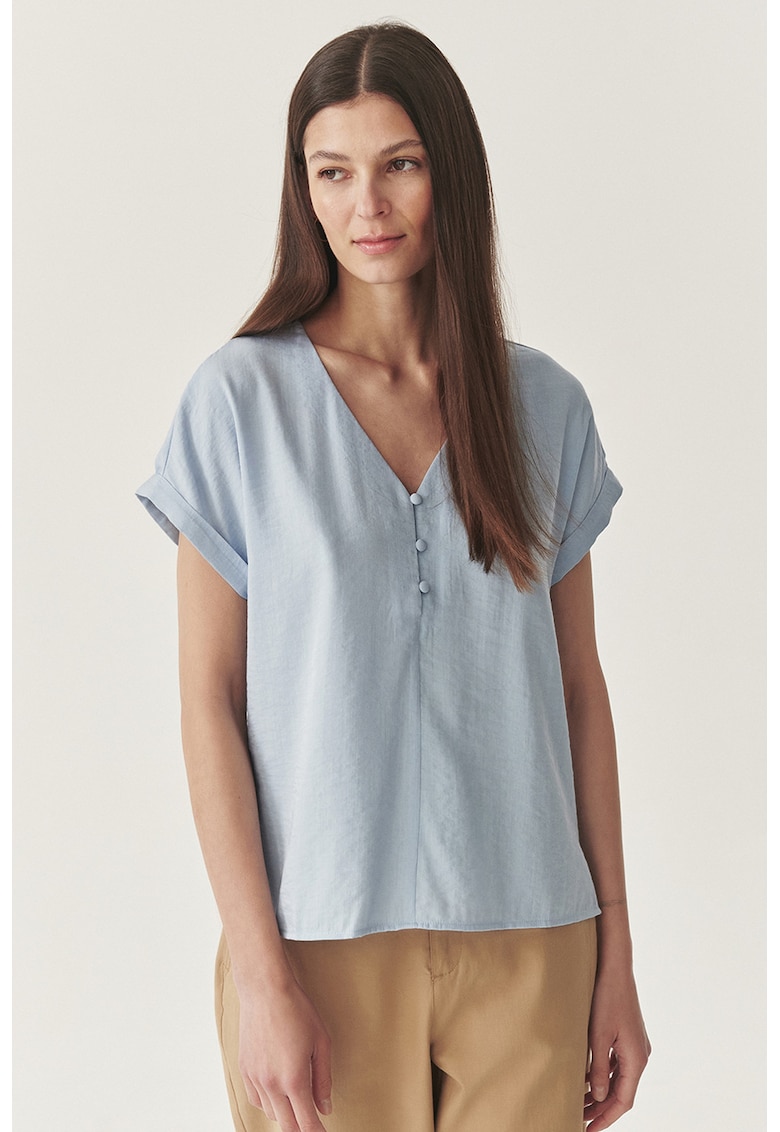 Bluza cu decolteu in V - Albastru glaciar