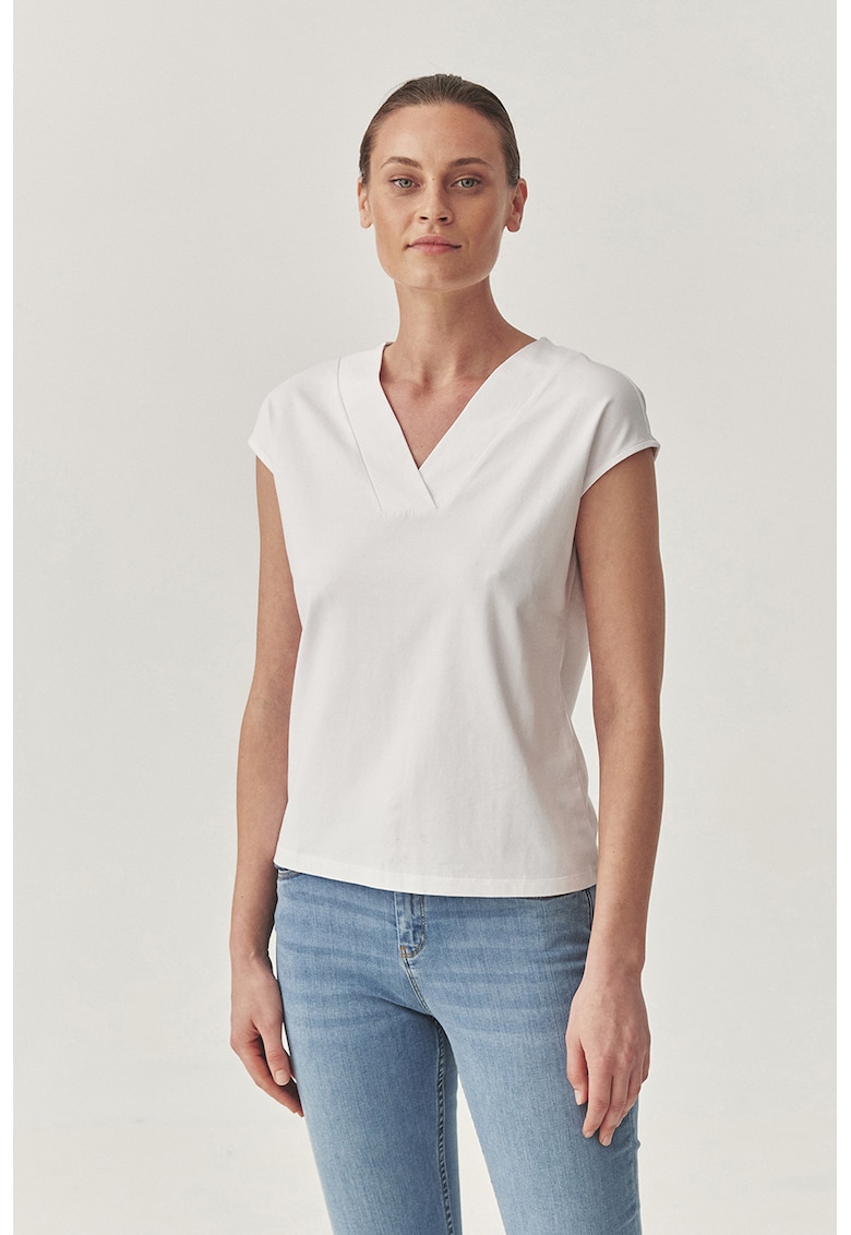 Bluza cu decolteu in V - Alb