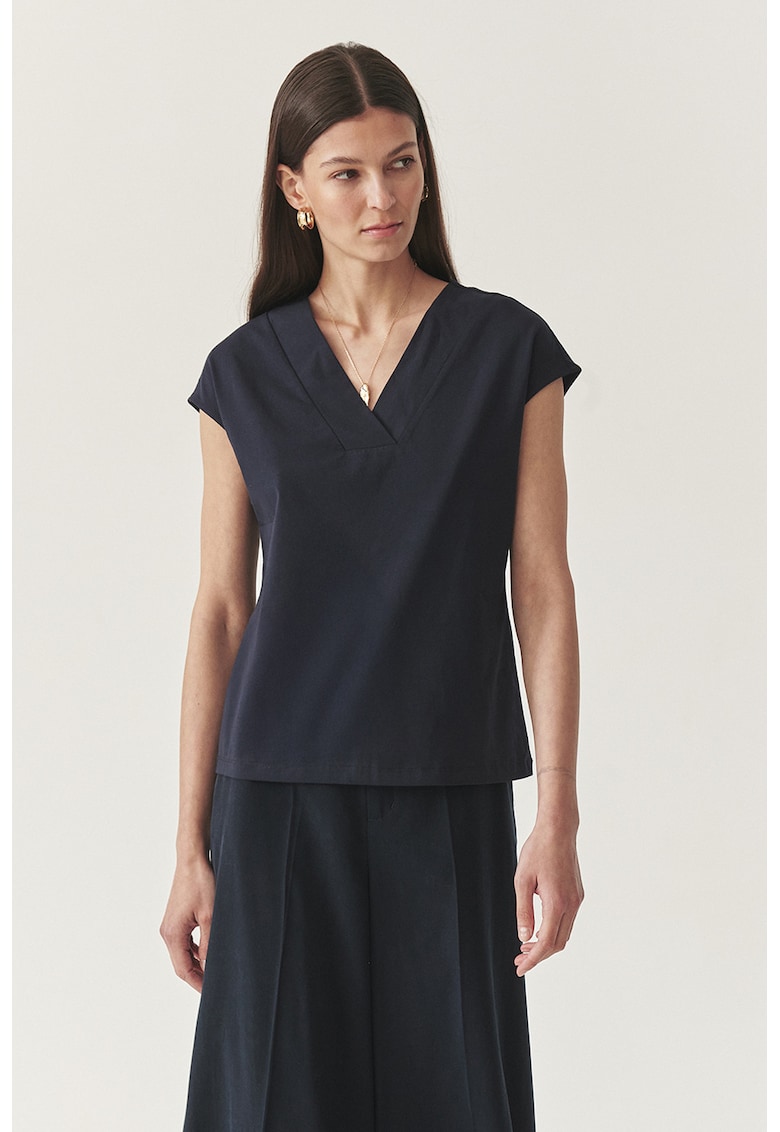 Bluza cu decolteu in V - Albastru ultramarin