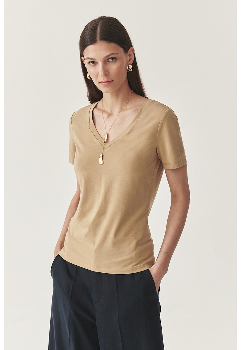 Tricou din amestec de modal - Maro deschis