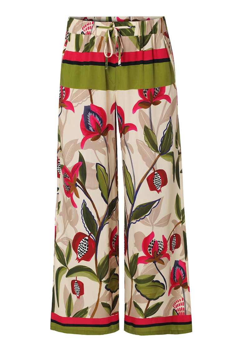 Pantaloni cu snur in talie si model floral