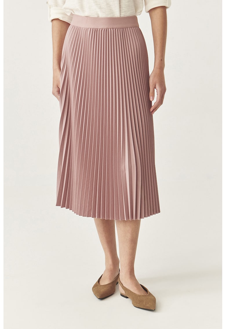 Fusta midi cu pliuri - Roz somon