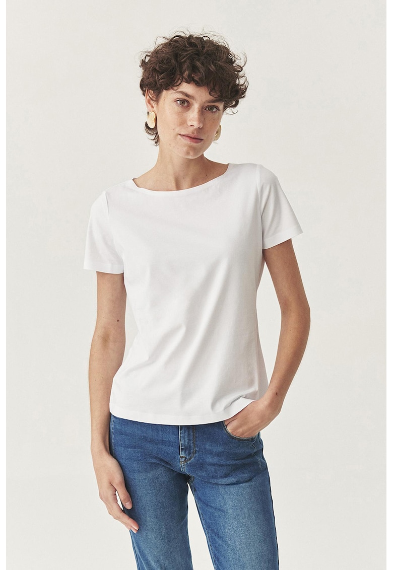 Bluza din amestec de bumbac cu decolteu rotund