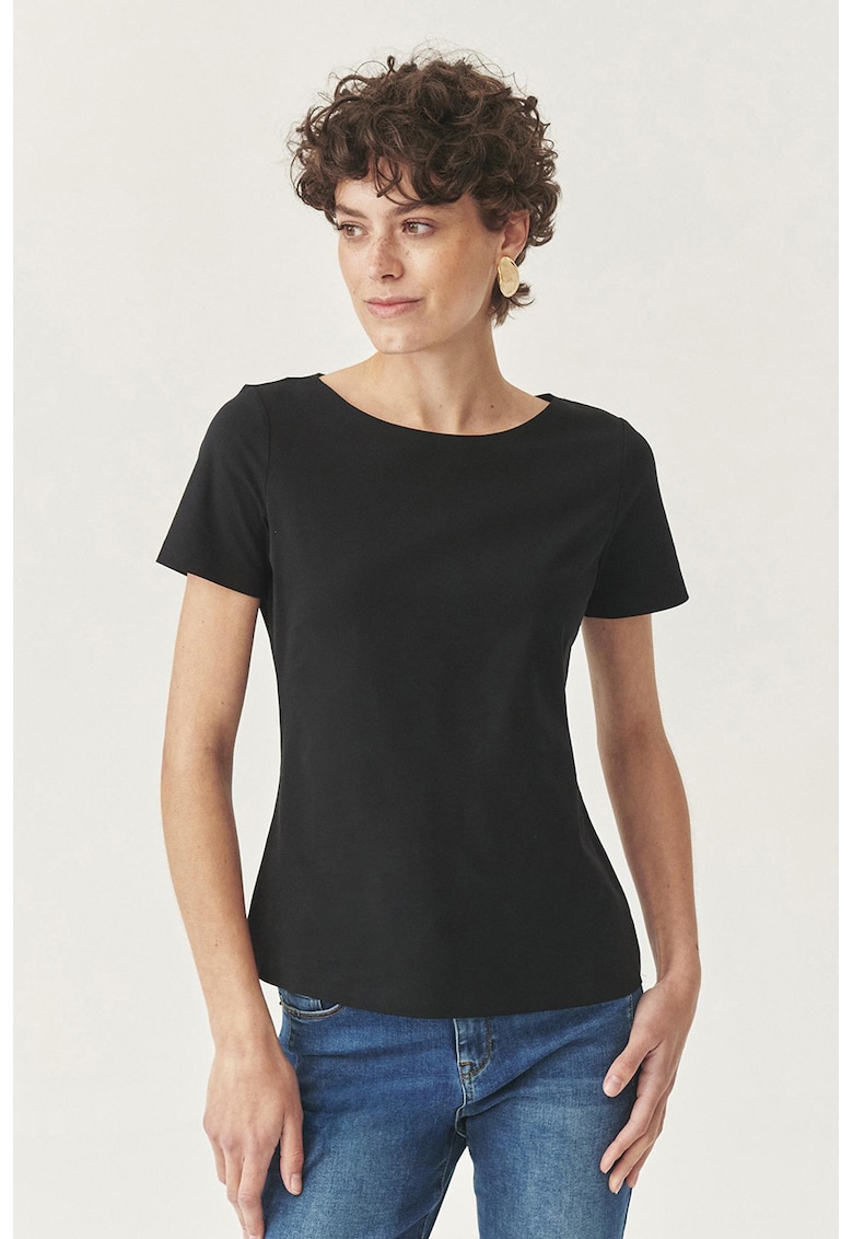 Bluza din amestec de bumbac cu decolteu rotund