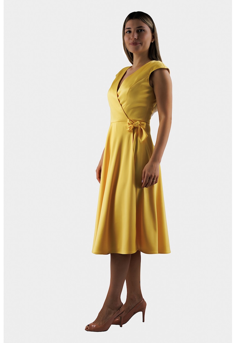 Rochie din satin cu decolteu in V