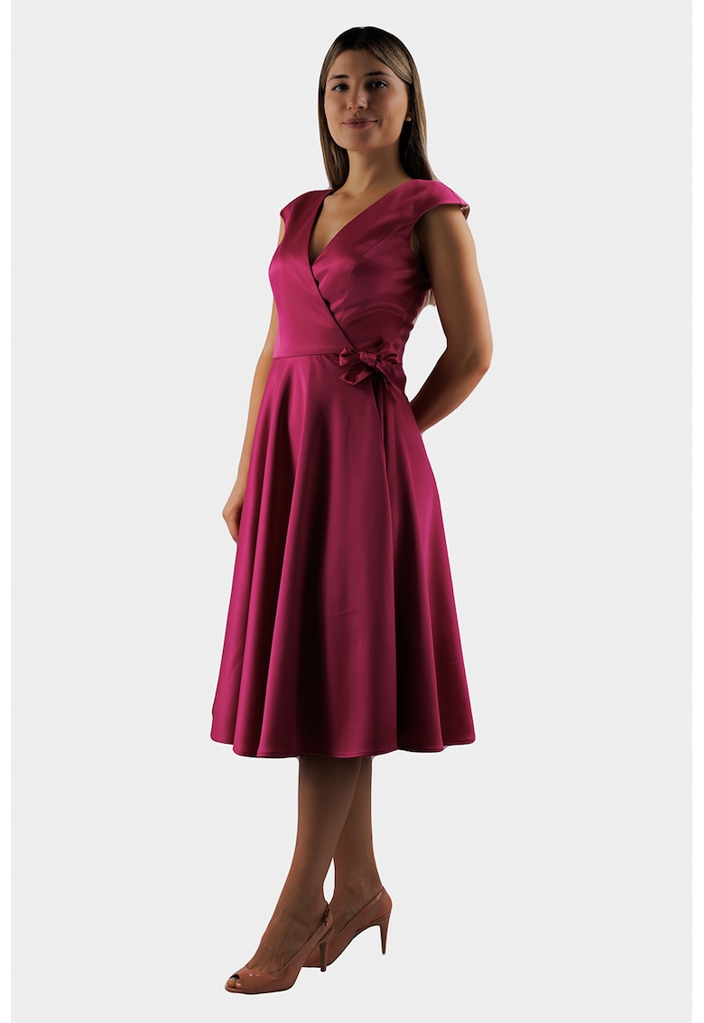 Rochie din satin cu decolteu in V