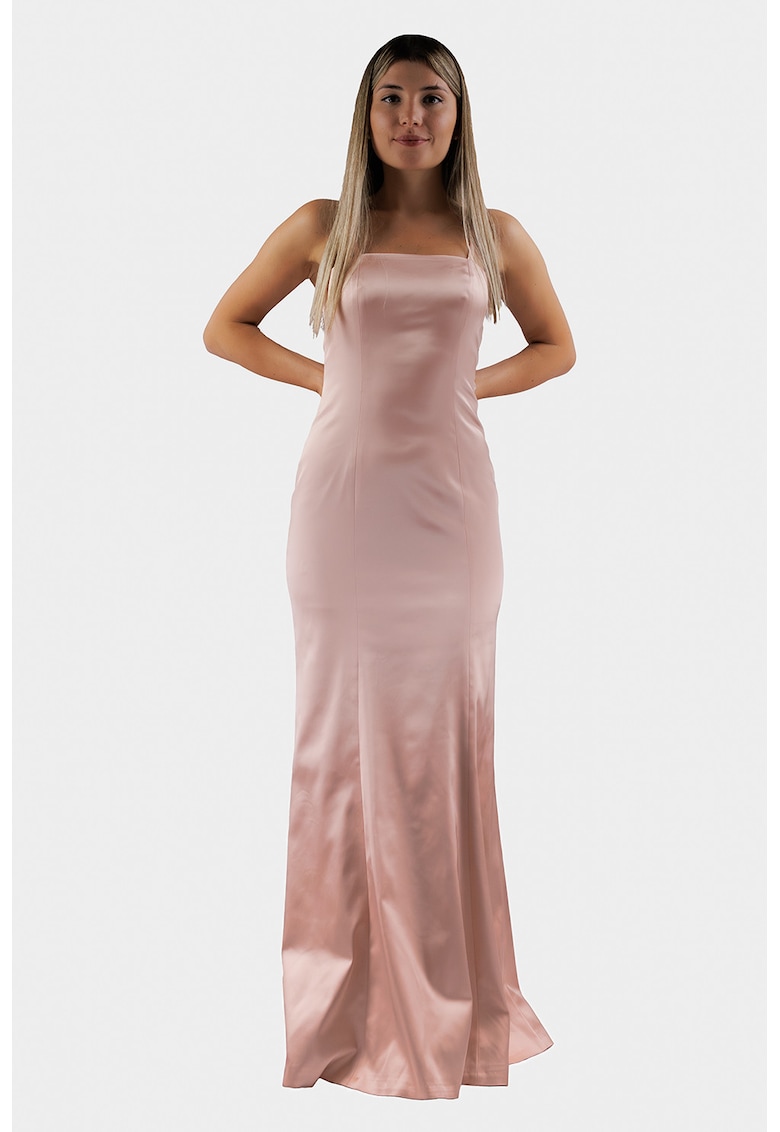 Rochie maxi de satin cu bretele inguste