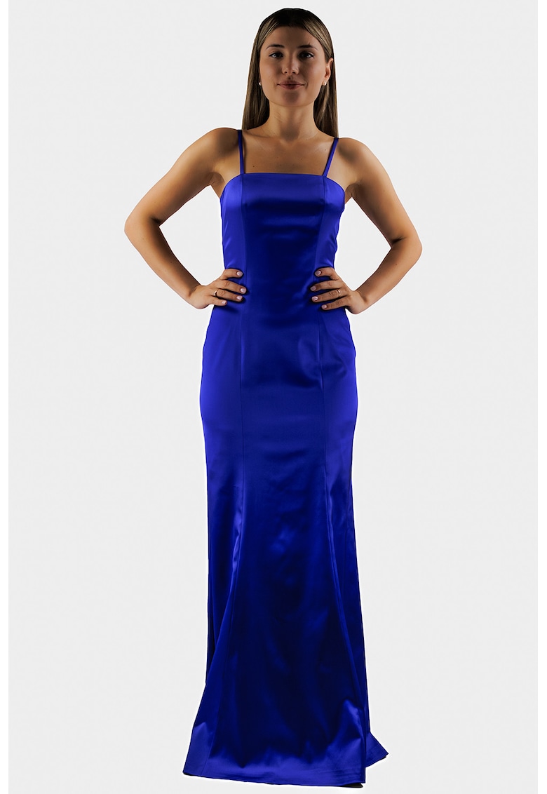 Rochie maxi de satin cu bretele inguste