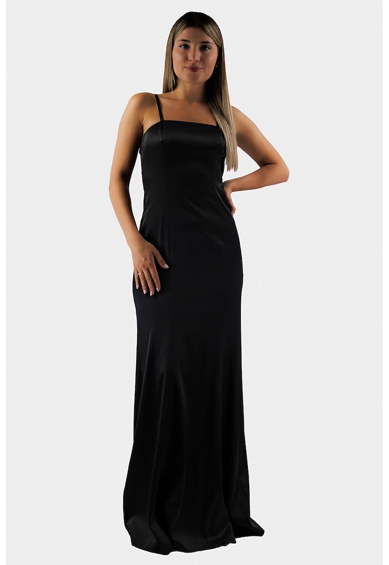 Rochie maxi de satin cu bretele inguste
