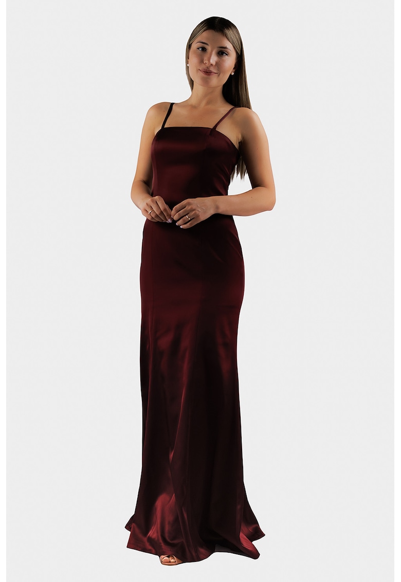 Rochie maxi de satin cu bretele inguste