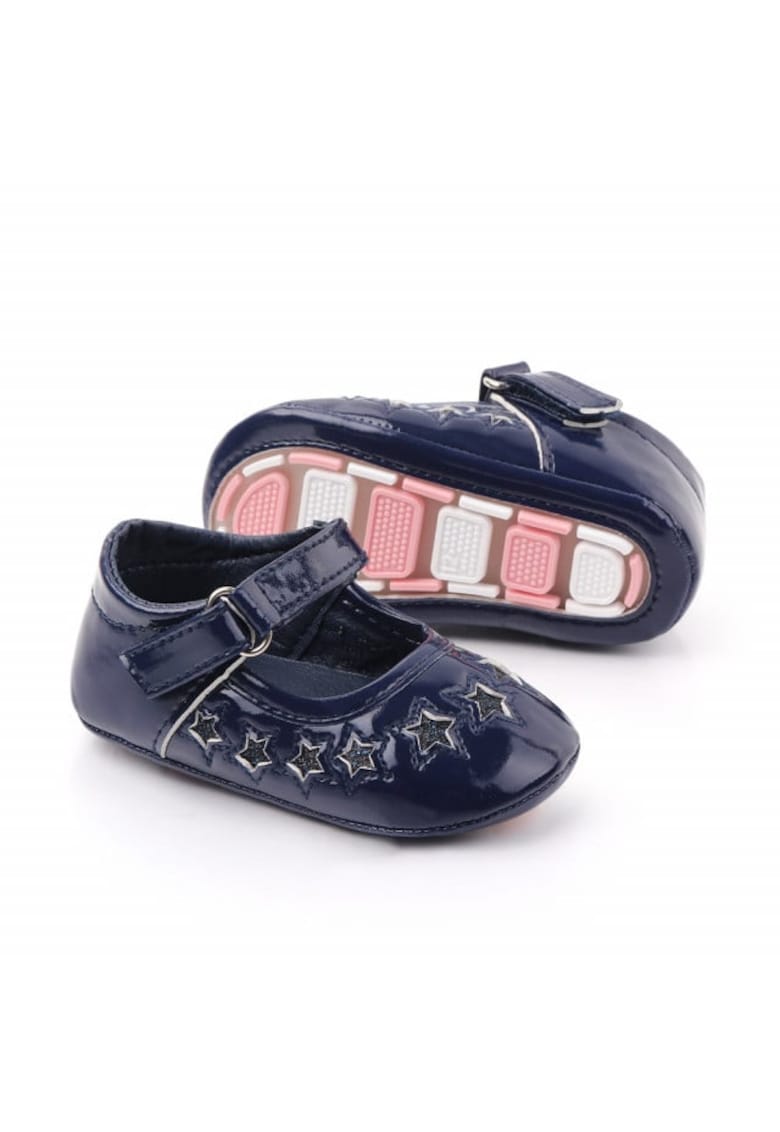 Pantofi Model AL 15909 cu stelute - Piele lacuita - 6-9 luni - Bleumarin -