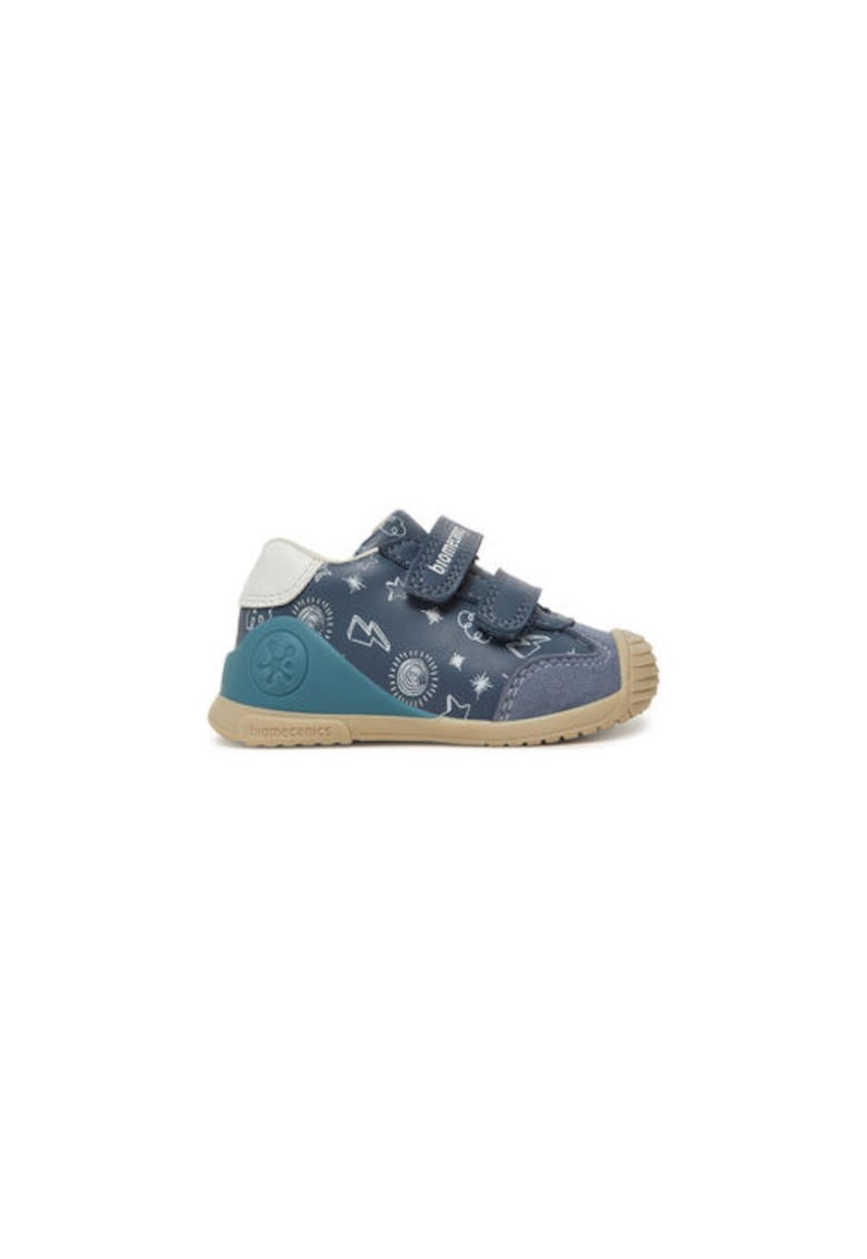 Pantofi sport cu imprimeu si segment dublu cu inchidere velcro - Albastru