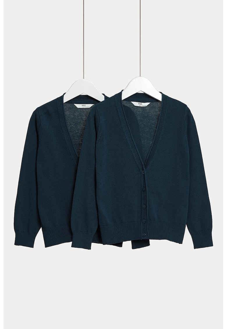 Marks Spencer Set de cardigane tricotate fin - 2 piese - Albastru ultramarin