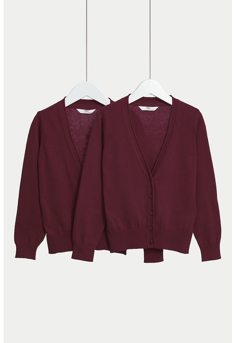 Marks Spencer Set de cardigane tricotate fin - 2 piese - Visiniu