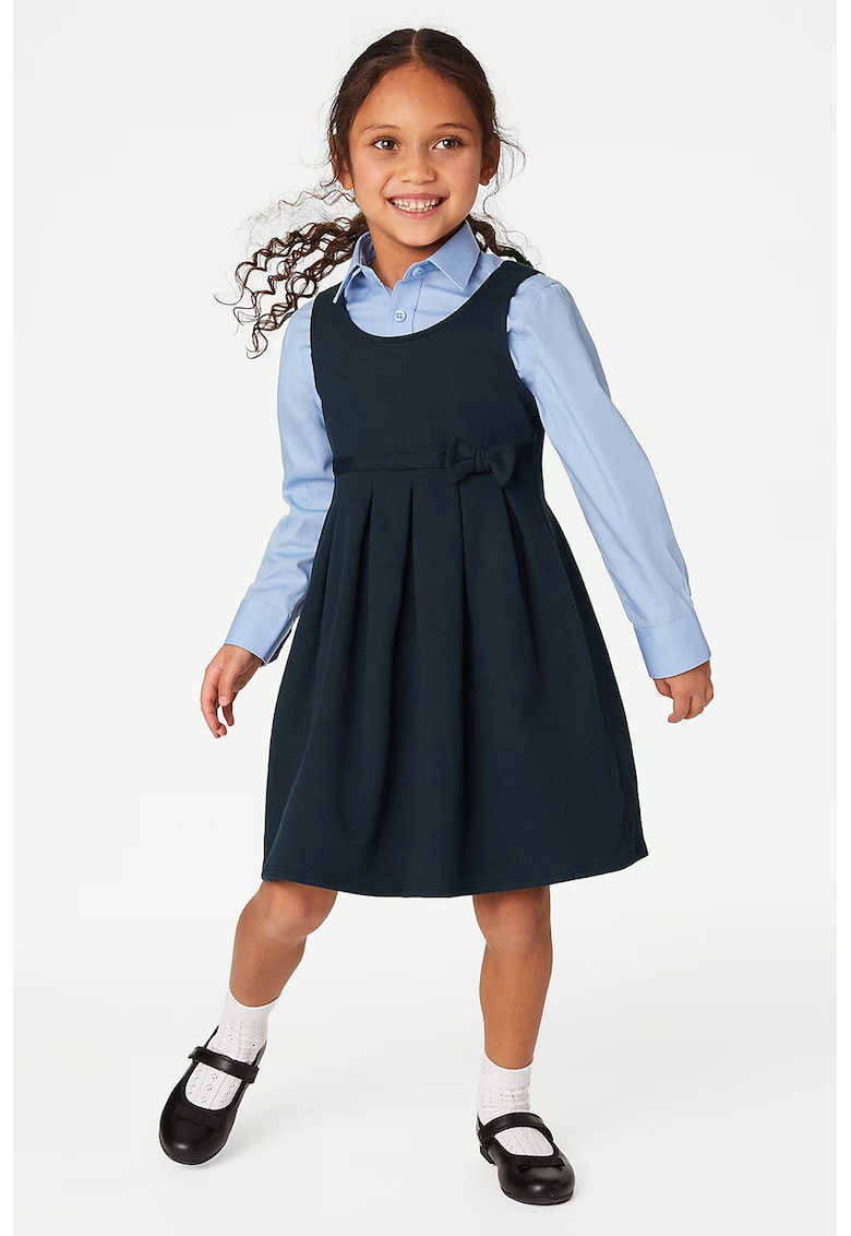 Marks Spencer Set de rochie cu pliuri si funda - 2 piese - Bleumarin