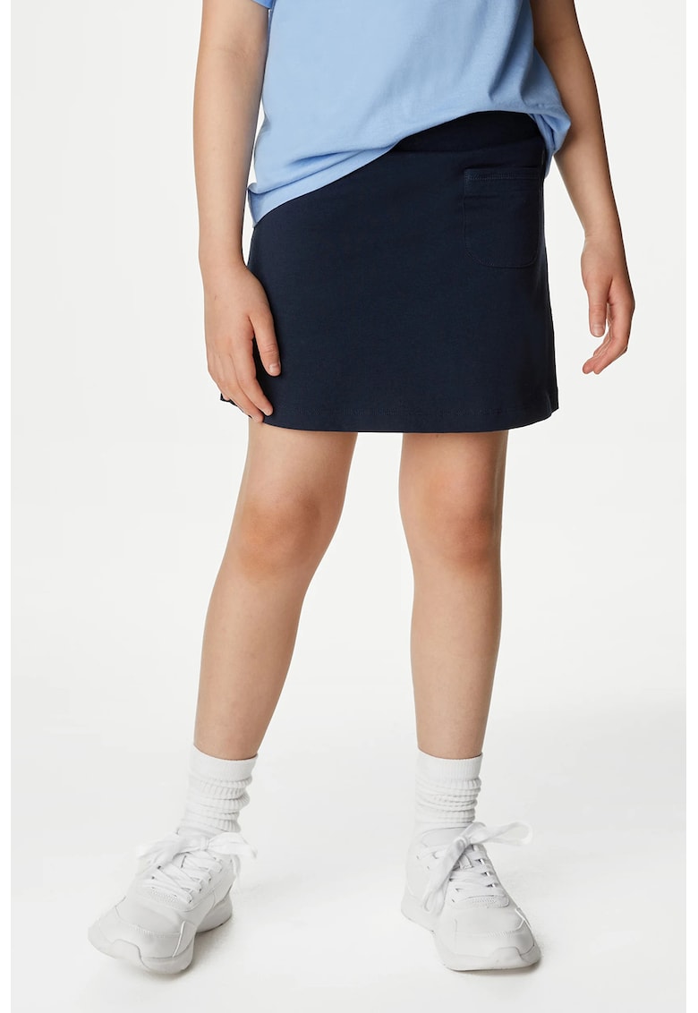 Marks Spencer Fusta-pantalon uni cu banda elastica in talie - Bleumarin