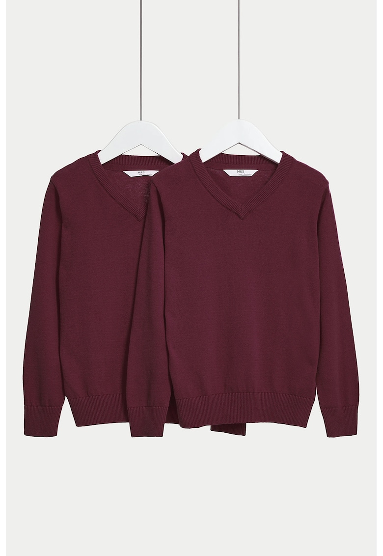 Marks Spencer Set de pulovere tricotate fin - 2 piese - Visiniu