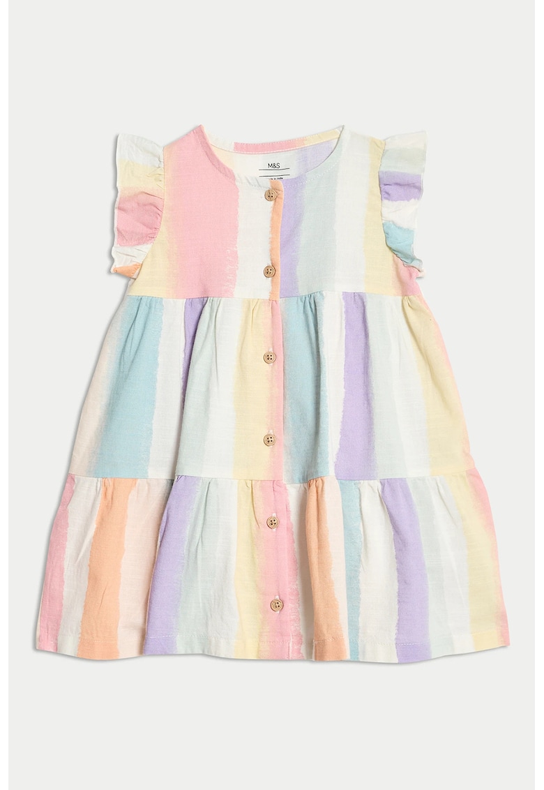 Rochie stratificata cu nasturi - Multicolor