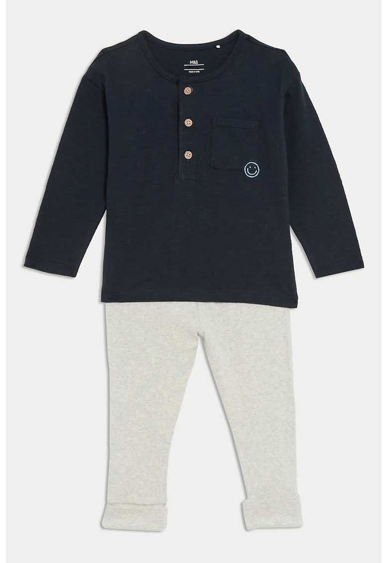 Set de colanti si bluza cu nasturi pe jumatate