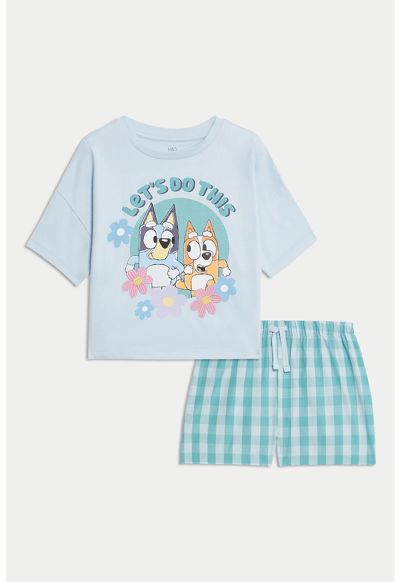 Pijama cu imprimeu desen animate - Albastru pastel/Alb optic/Albastru glaciar