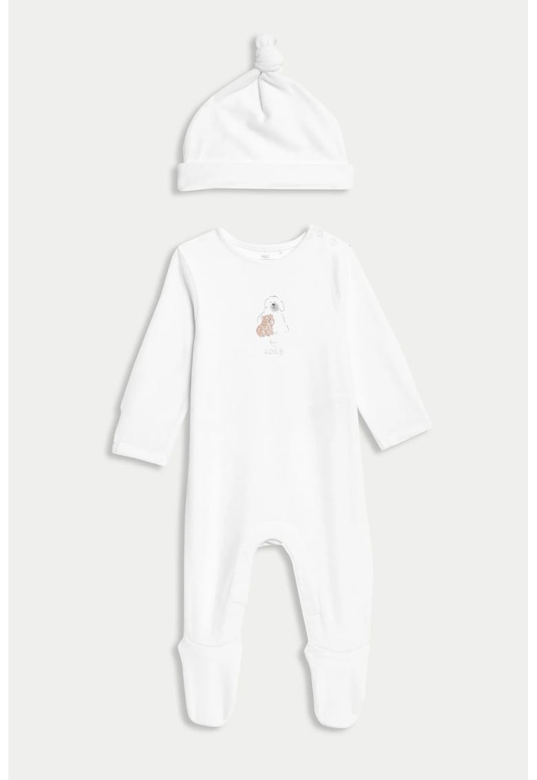 Set de pijama cu pantaloni lungi si caciula