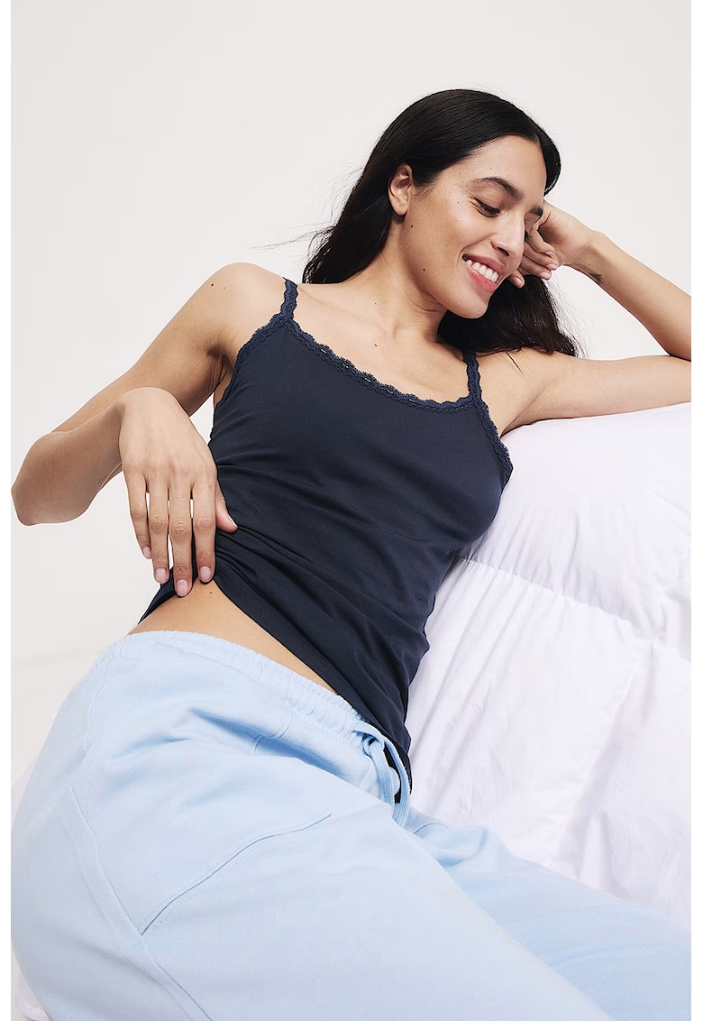 Marks Spencer Set de top-uri cu insertii de dantela - 3 piese - Alb/Gri/Bleumarin