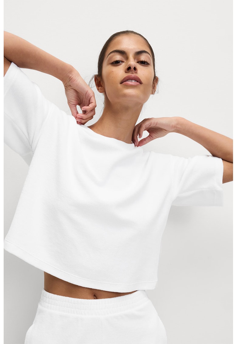 Marks Spencer Tricou crop din material terry - Alb