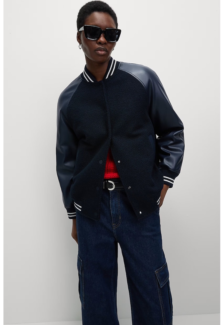 Jacheta bomber cu segmente din fleece