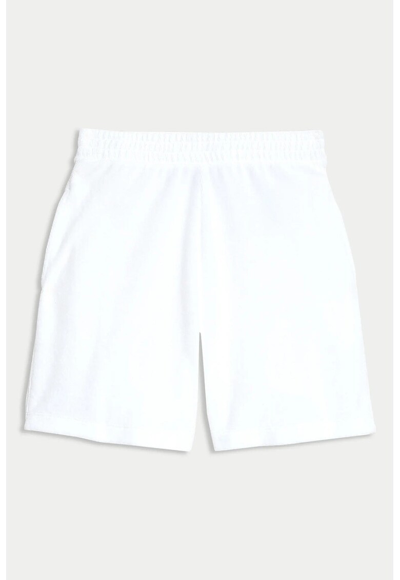 Pantaloni scurti din amestec de in cu talie elastica - Alb