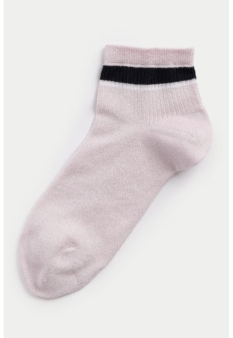 Sosete scurte cu model uni - Negru/Roz pal