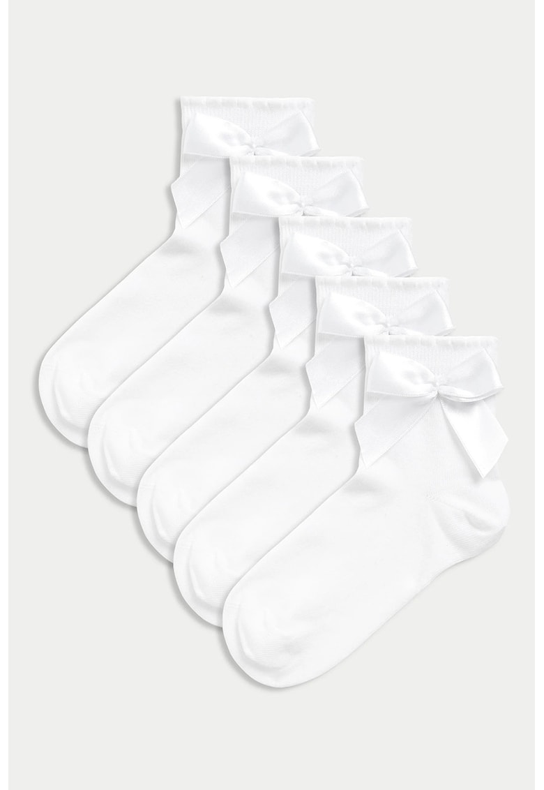 Marks Spencer Set de sosete scurte cu funde - 5 perechi - Alb optic