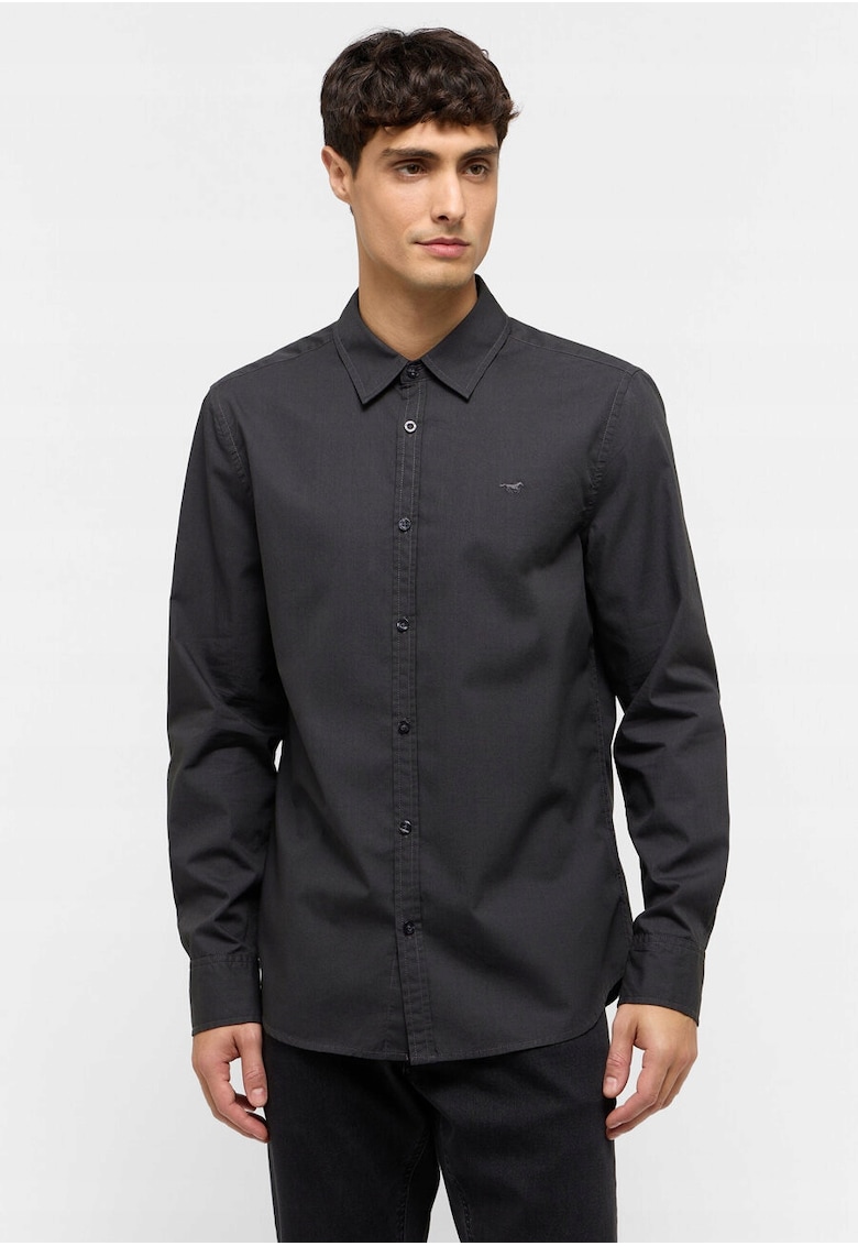 Camasa Barbati - Model CANTON - Stil Elegant - Croiala Clasica Regular Fit - 100% Bumbac - Cu Nasturi - Buna Pentru Serviciu Si Ocazii Speciale - Marimea S - Negru