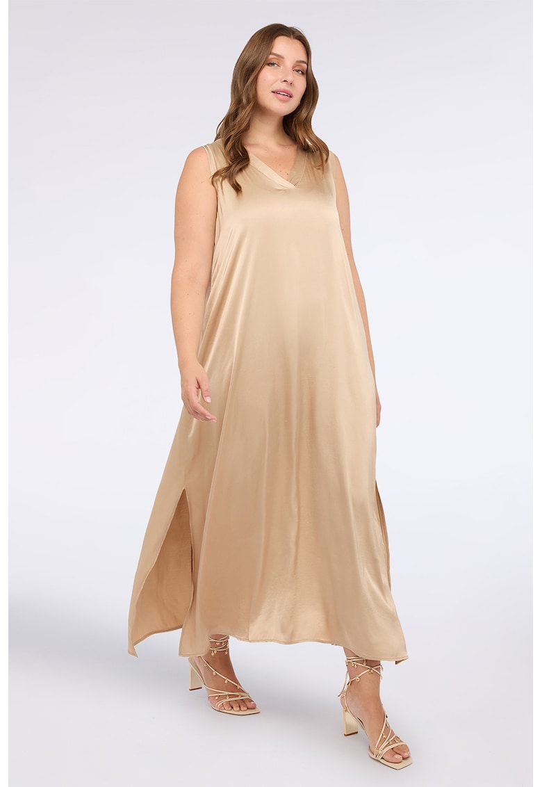 Rochie lejer de satin - Bej