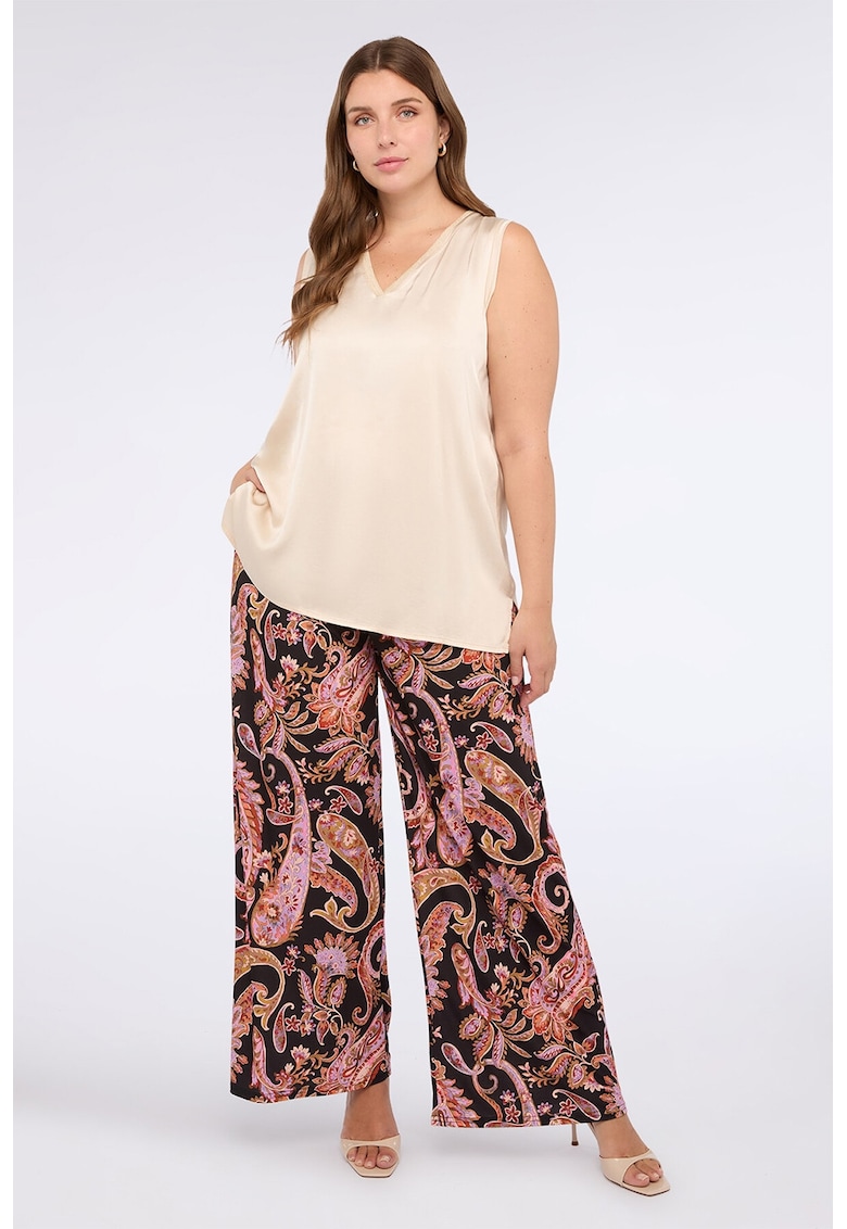 Bluza cu decolteu in V - fara maneci - Bej deschis