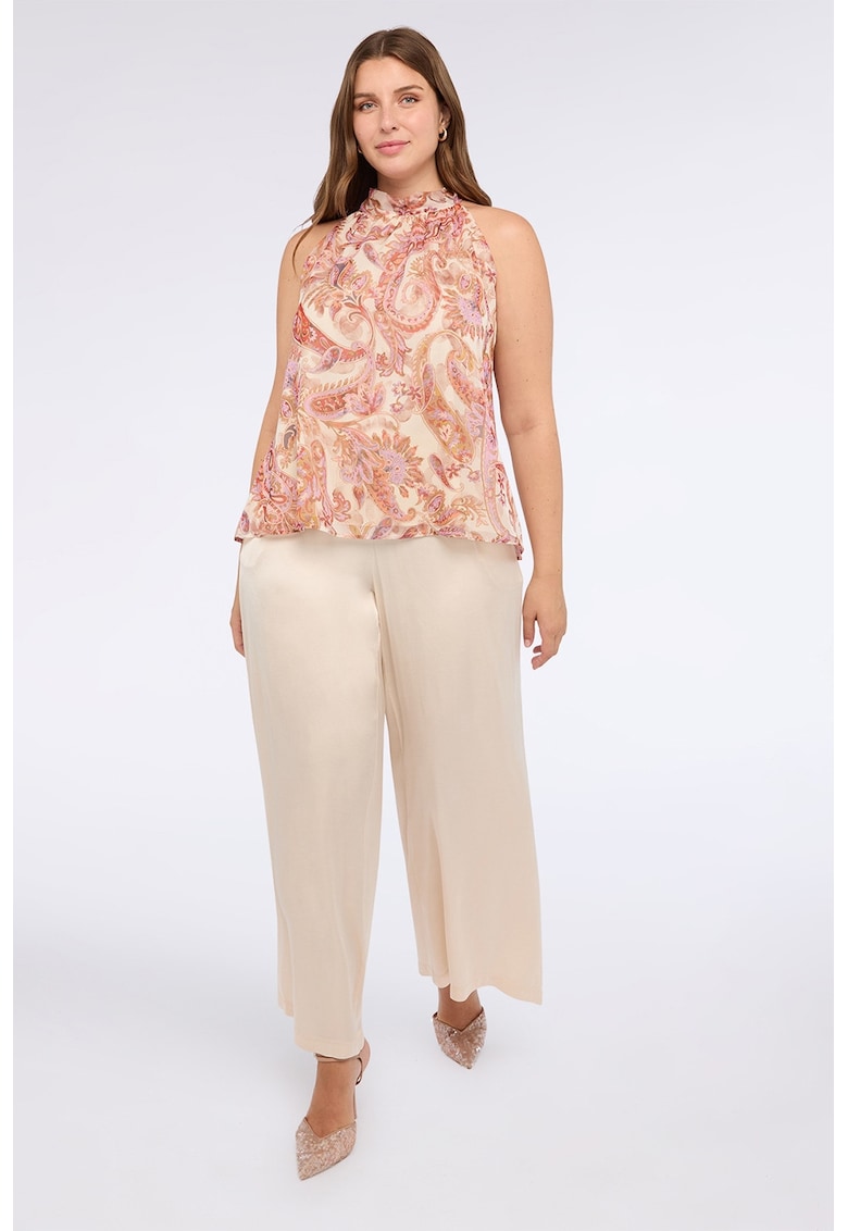 Bluza cu model paisley si decolteu halter