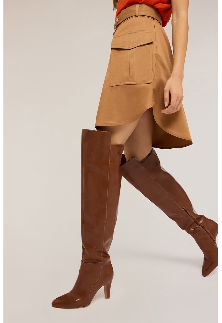 Cizme lungi din piele ecologica cu toc