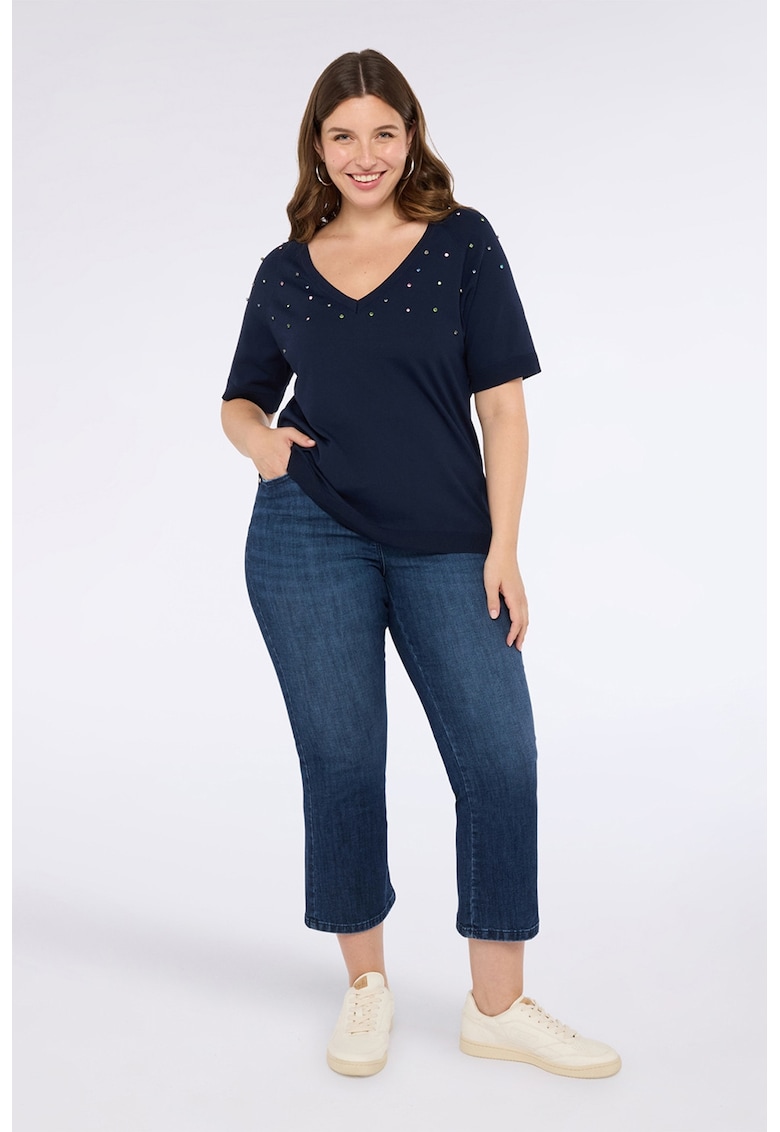 Blugi capri cu talie inalta