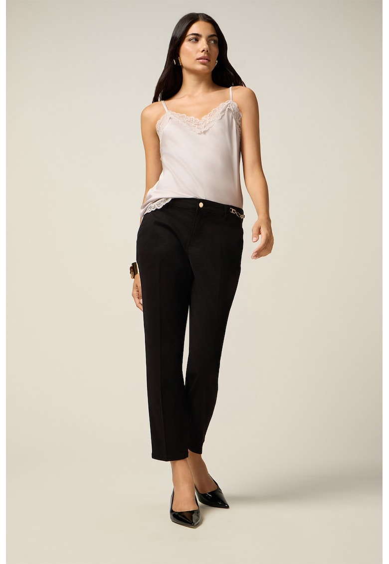 Pantaloni crop din amestec de lyocell cu buzunare oblice