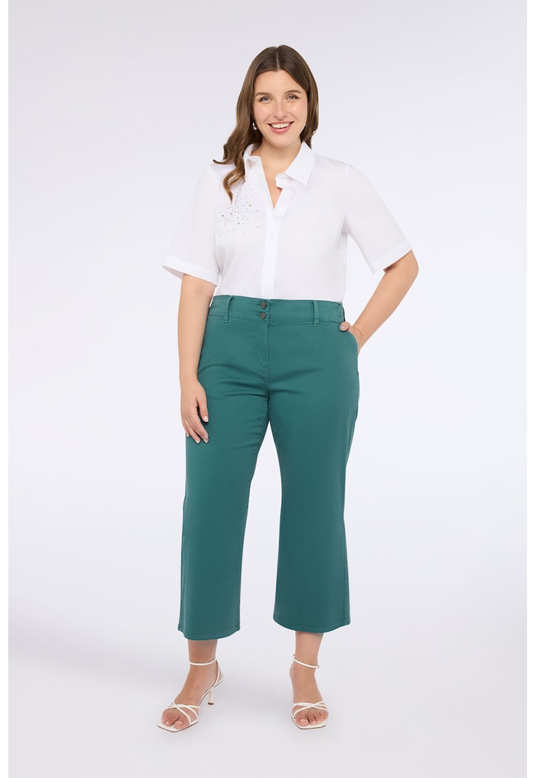 Oltre - Pantaloni crop din amestec de lyocell cu buzunare