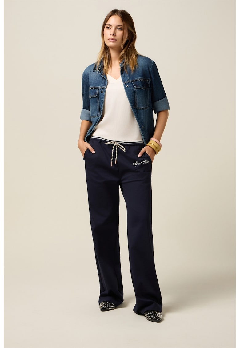 Pantaloni evazati cu snur in in talie